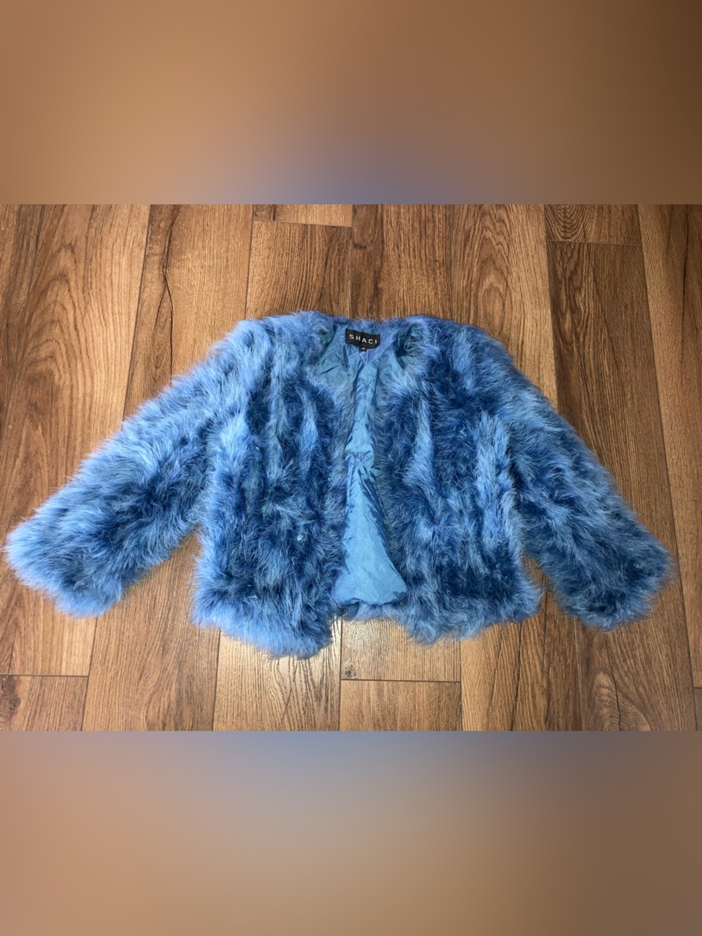 Shaci Women's Ostrich Blue feather Jacket size m